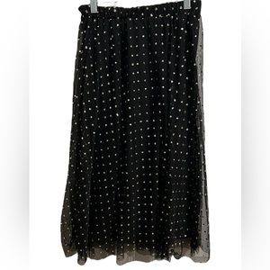 H&M Divided Woman’s A-line Skirt With Glittery Gold Polka Dots On Tulle Overlay